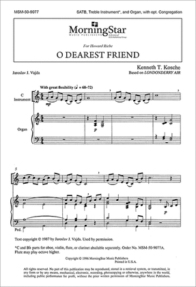 Book cover for O Dearest Friend (Choral Score)