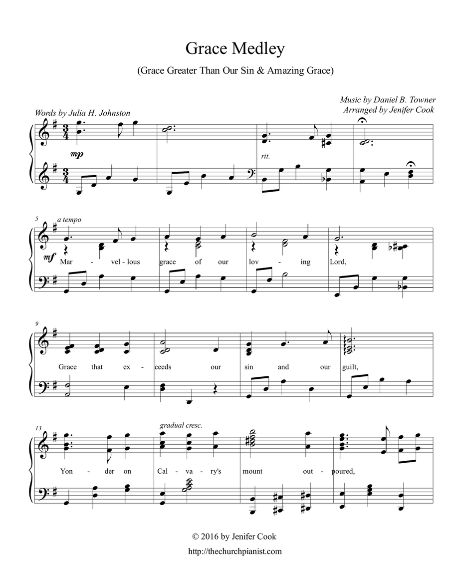 Grace Medley Piano Solo scores gallery preview page 1
