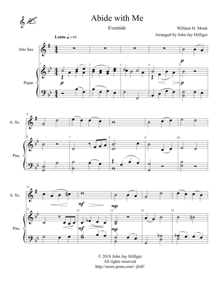 Abide with Me for Alto Saxophone and Piano image number null