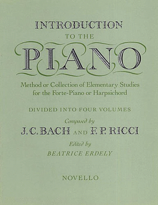 J.C. Bach And F.P. Ricci: Introduction To The Piano Volume Three
