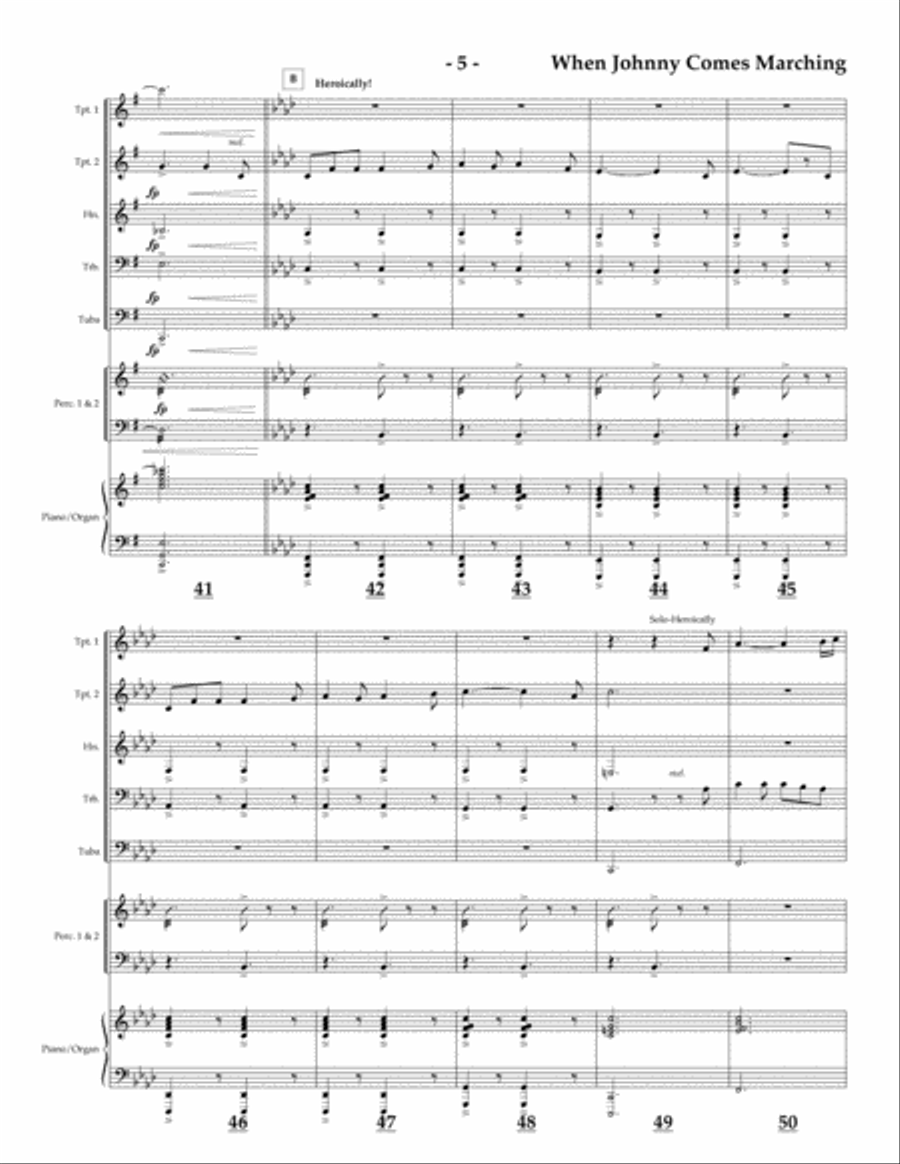 When Johnny Comes Marching Home for brass quintet Brass Quintet scores gallery preview page 5