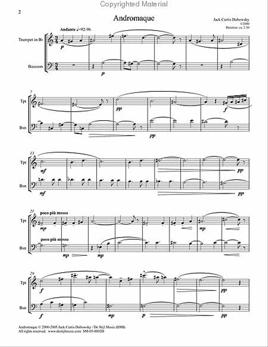 Andromaque : Six Bongatelles (Trumpet in Bb/Bassoon) Bassoon scores gallery preview page 3