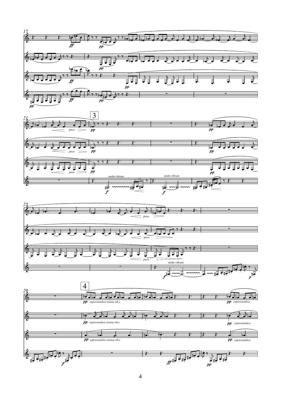 Overtones (for four clarinets in B flat) Clarinet Quartet scores gallery preview page 4