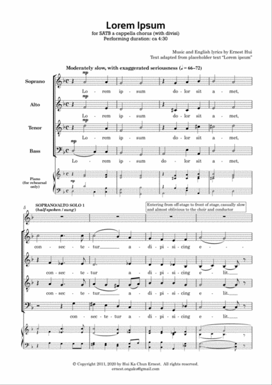 Lorem Ipsum (2011) Lorem Ipsum (2011) 4-Part scores gallery preview page 1