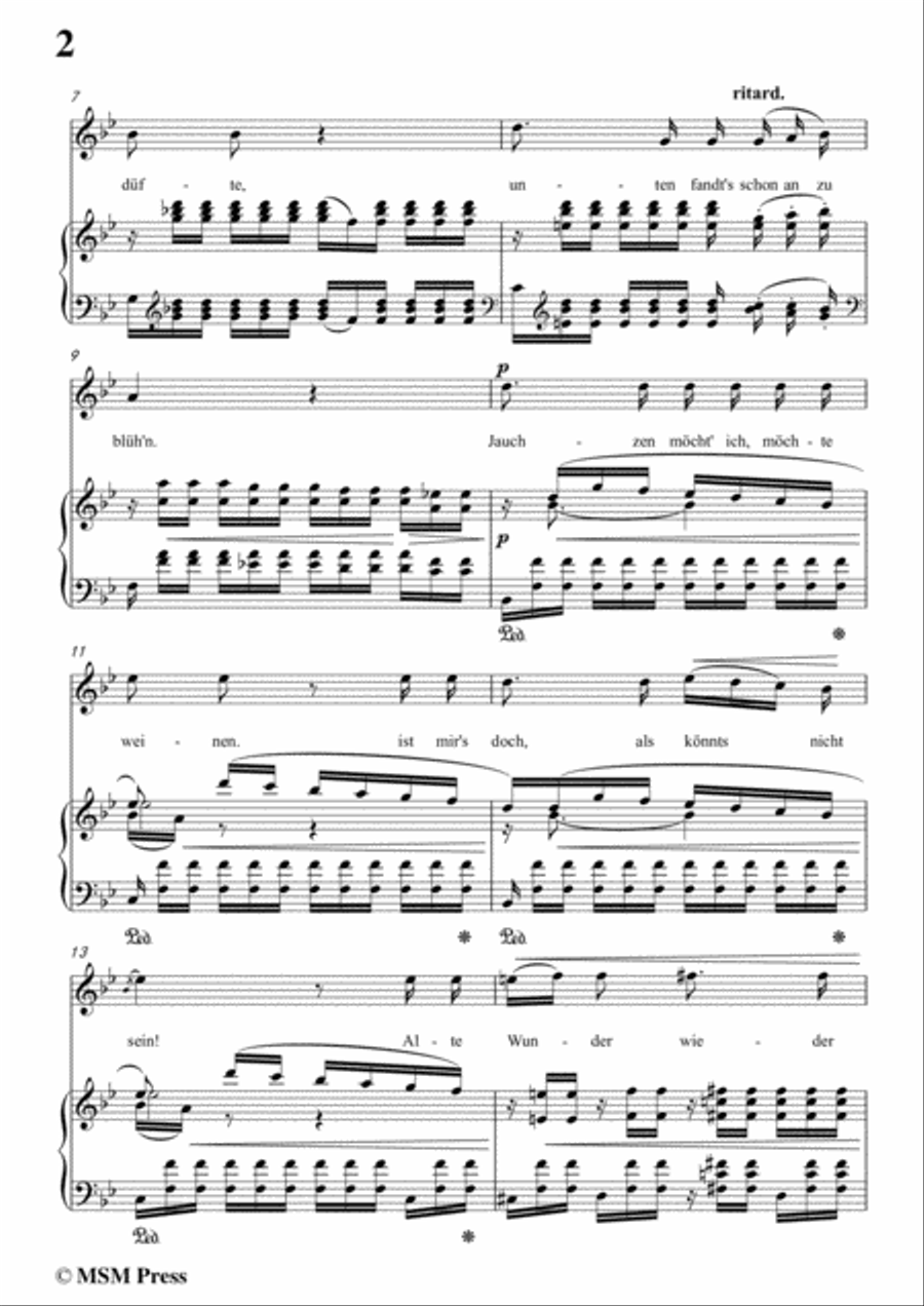 Schumann-Frühlingsnacht,in B flat Major,for Voice and Piano Voice Solo scores gallery preview page 4