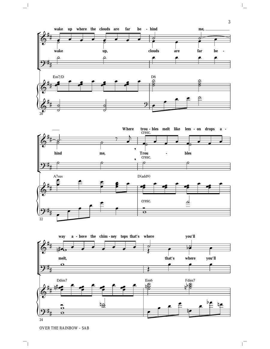 Over The Rainbow (arr. Audrey Snyder) 3-Part scores gallery preview page 3