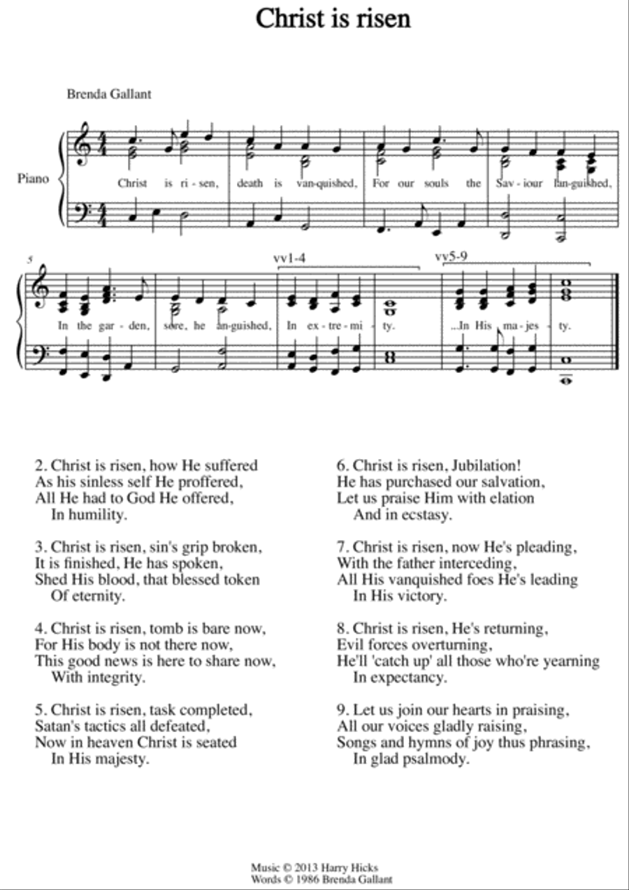 Christ is risen. A new hymn! Unison Choir scores gallery preview page 1