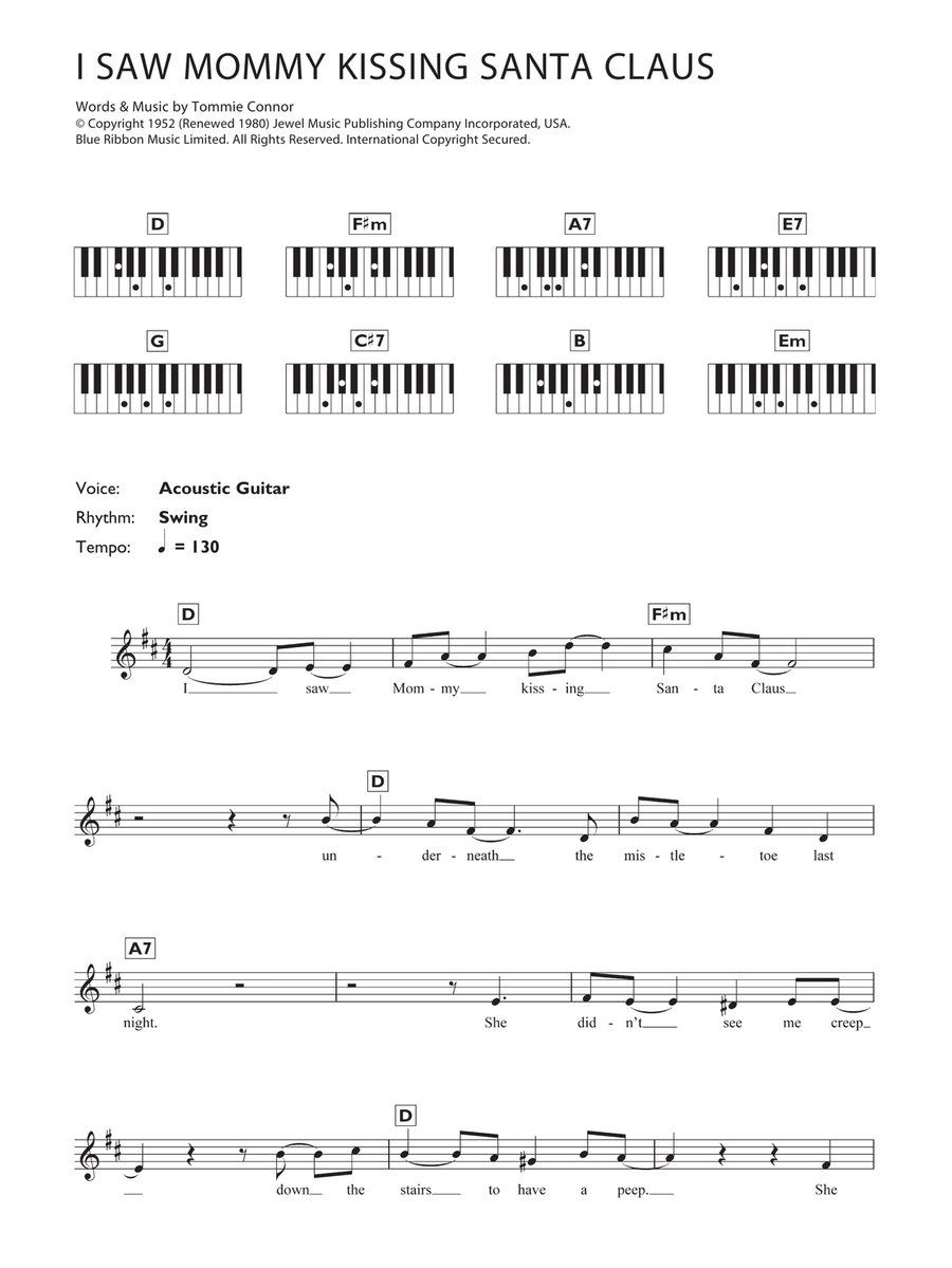 I Saw Mommy Kissing Santa Claus Piano Solo scores gallery preview page 1