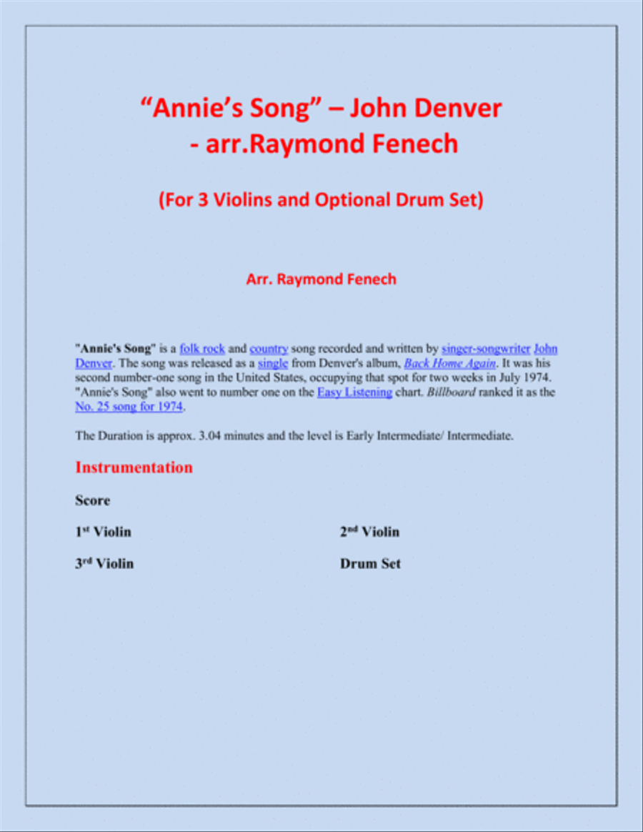 Annie's Song String Trio scores gallery preview page 2