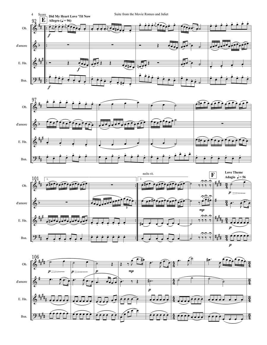 Suite: Romeo; Juliet; The Feast At The House Of Capulet; Did My Heart Love 'til Now/love Theme String Quartet scores gallery preview page 5
