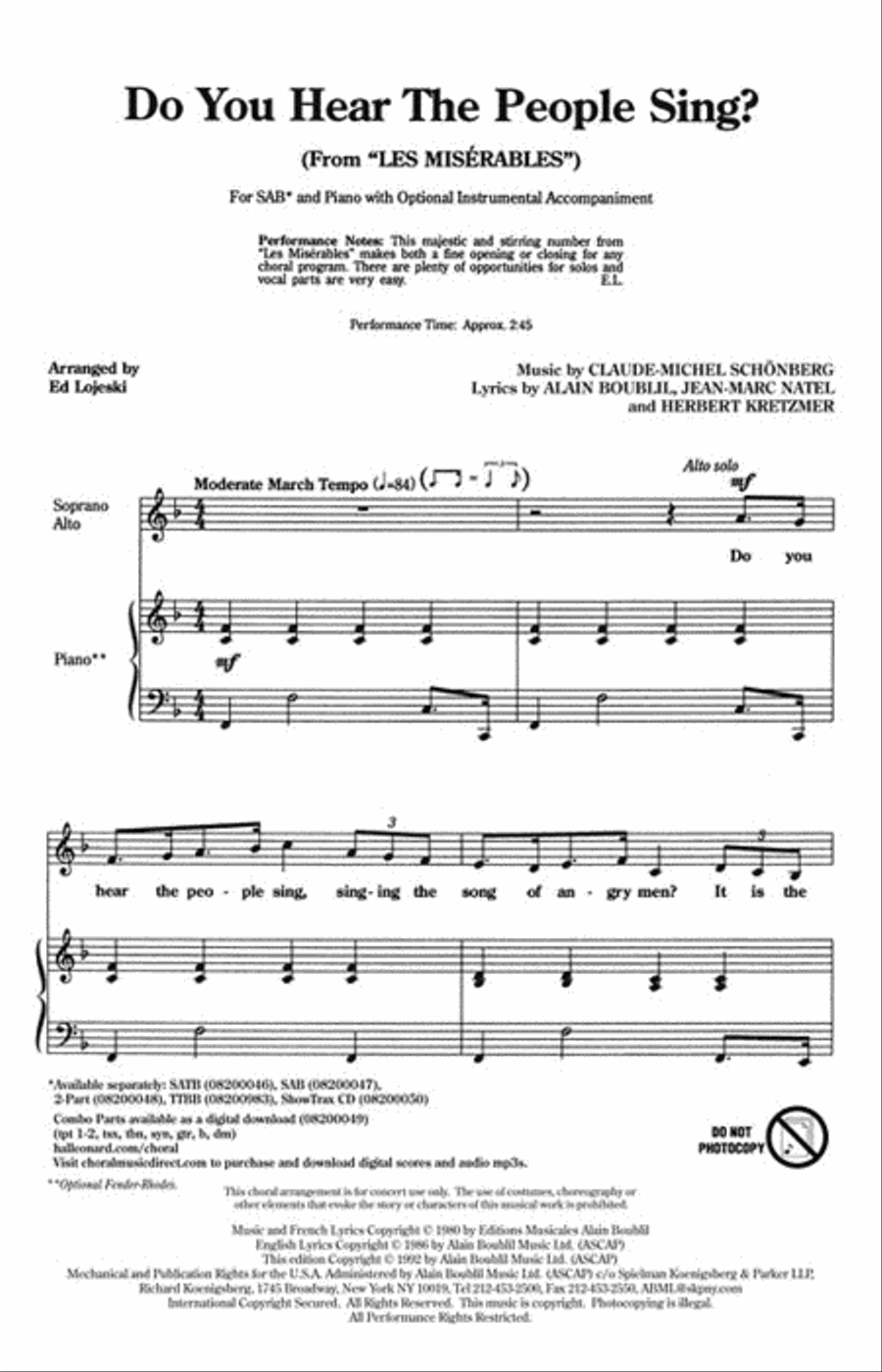 Do You Hear the People Sing? 3-Part scores gallery preview page 2