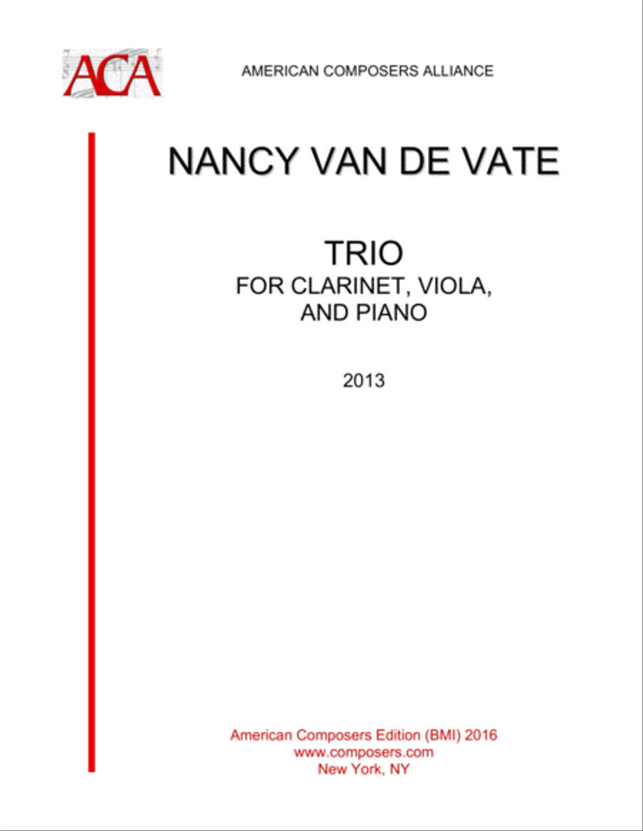 [Van de Vate] Trio for Clarinet, Viola, and Piano Clarinet scores gallery preview page 1