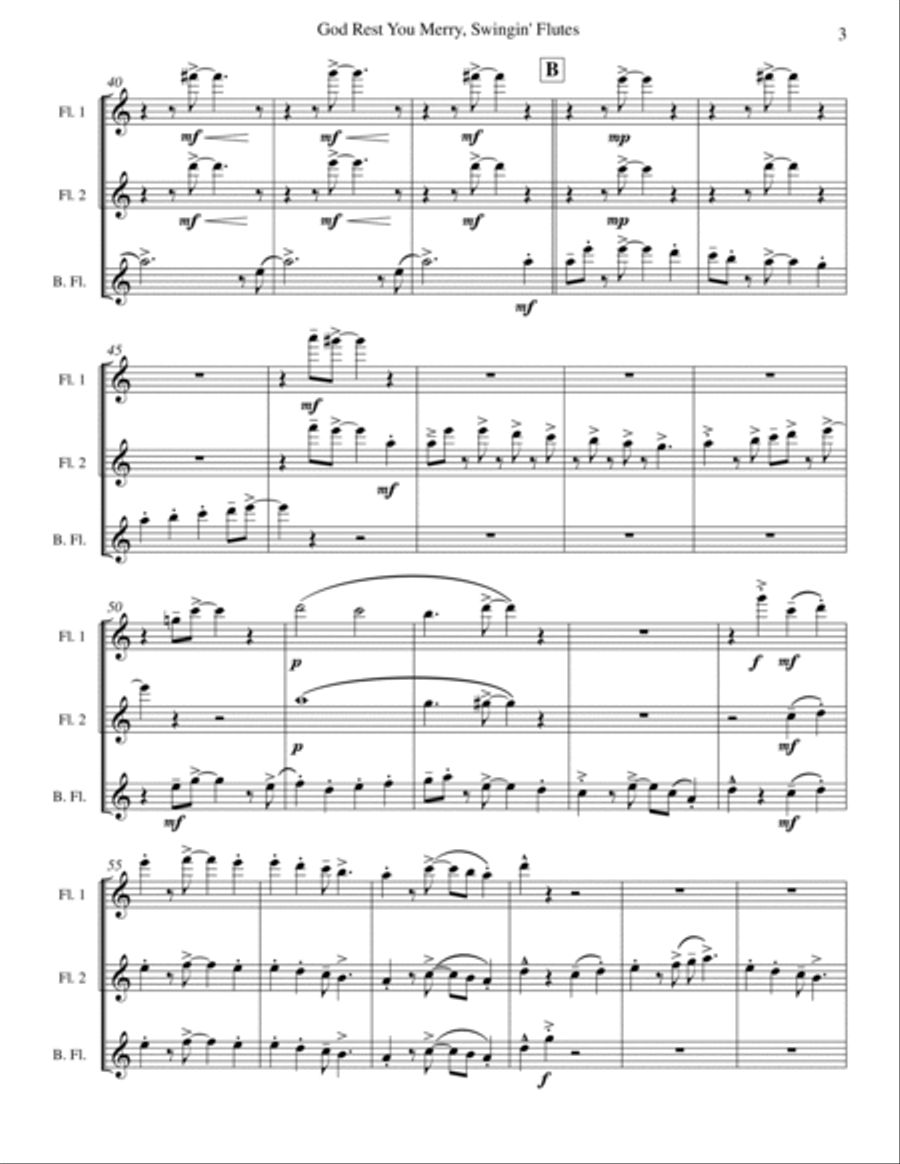 God Rest You Merry, Gentlemen (Flute Trio) Woodwind Trio scores gallery preview page 3