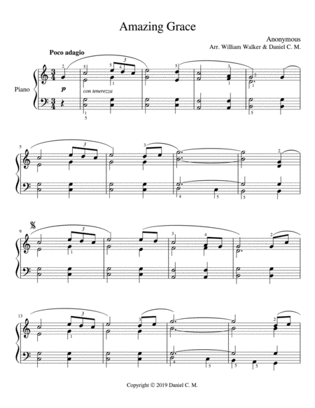 Amazing Grace for piano (choral style) image number null