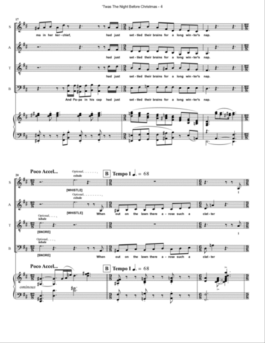 TWAS THE NIGHT BEFORE CHRISTMAS 4-Part scores gallery preview page 4