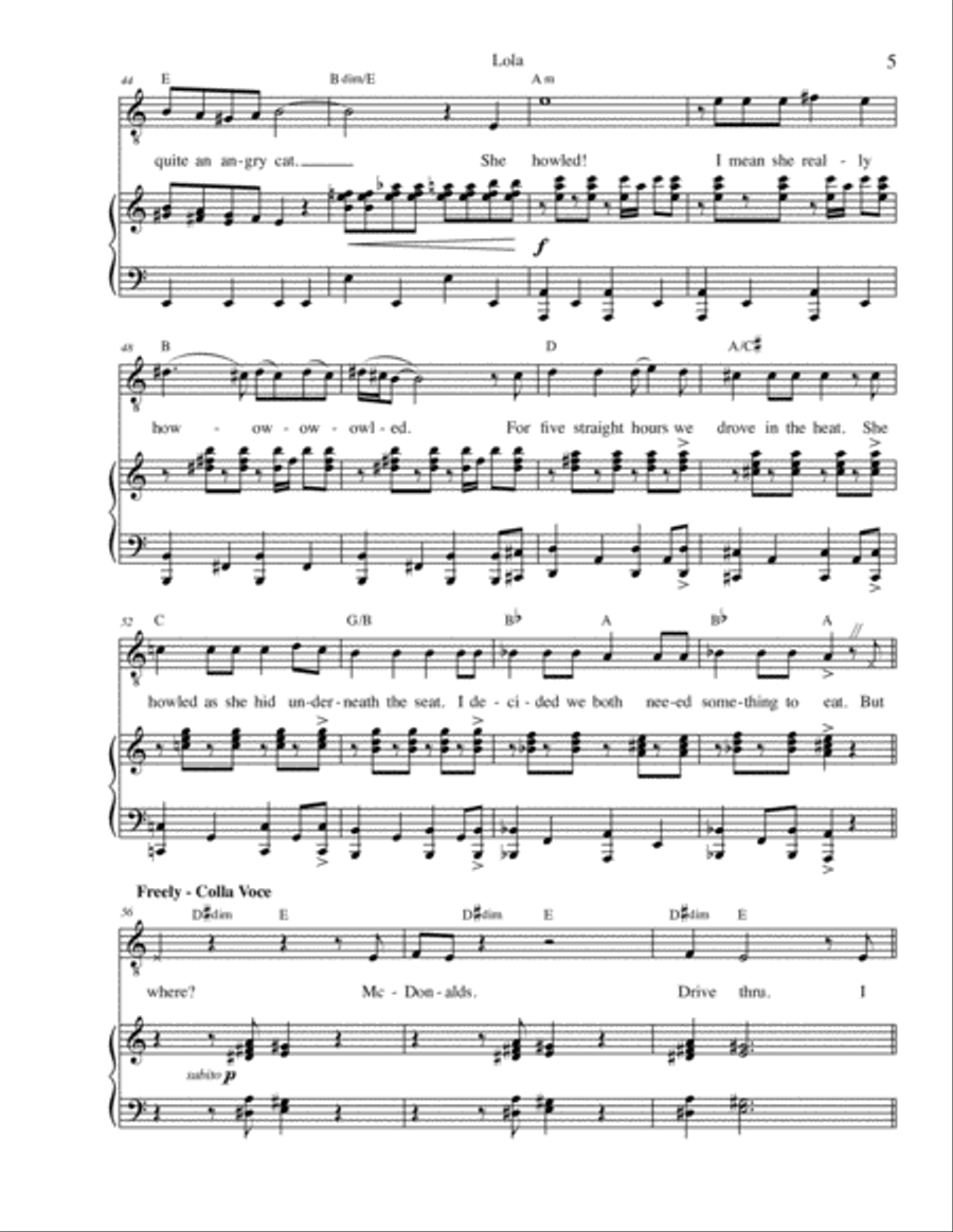 Lola Lola Tenor Voice scores gallery preview page 5