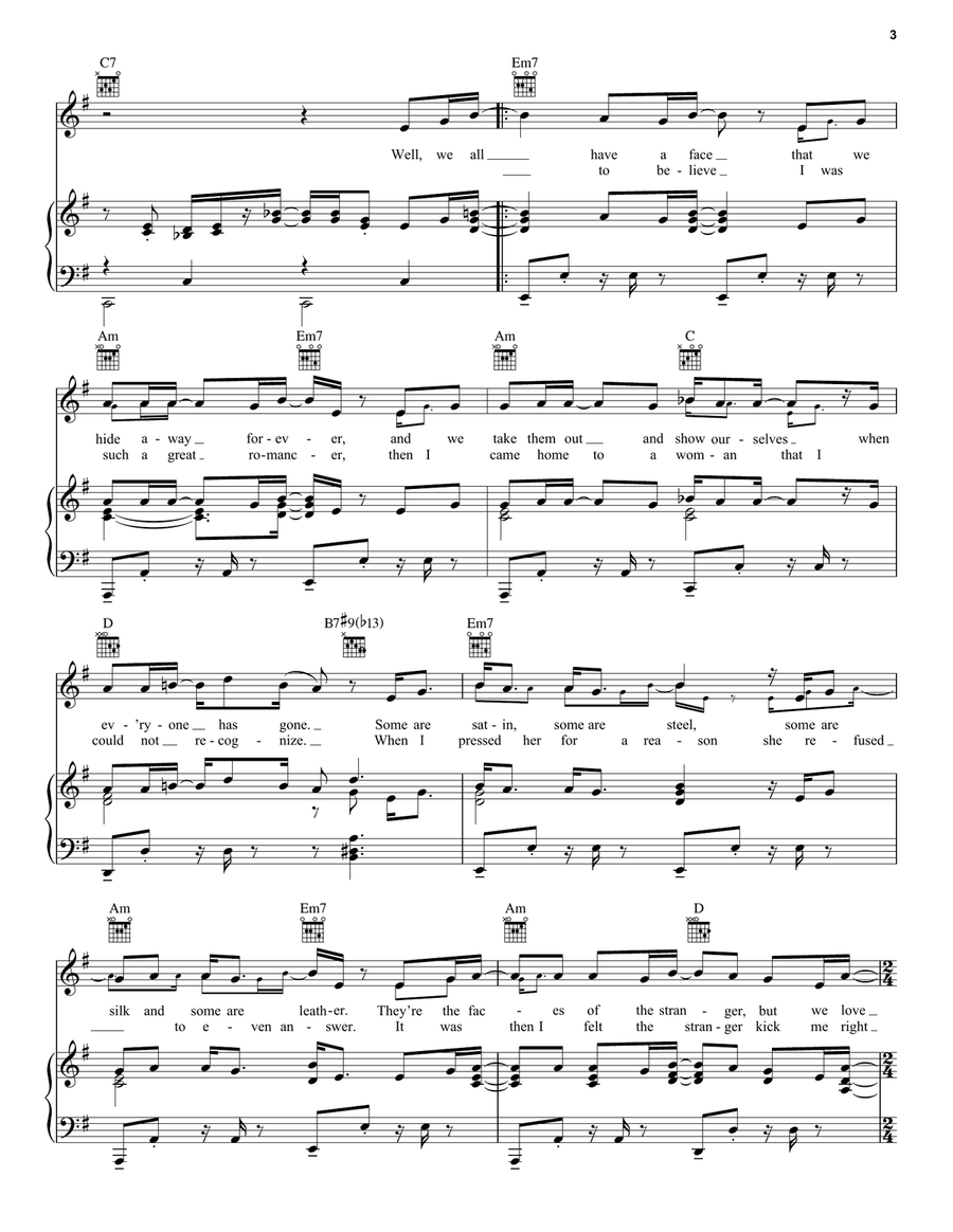 The Stranger Piano, Vocal, Guitar scores gallery preview page 3