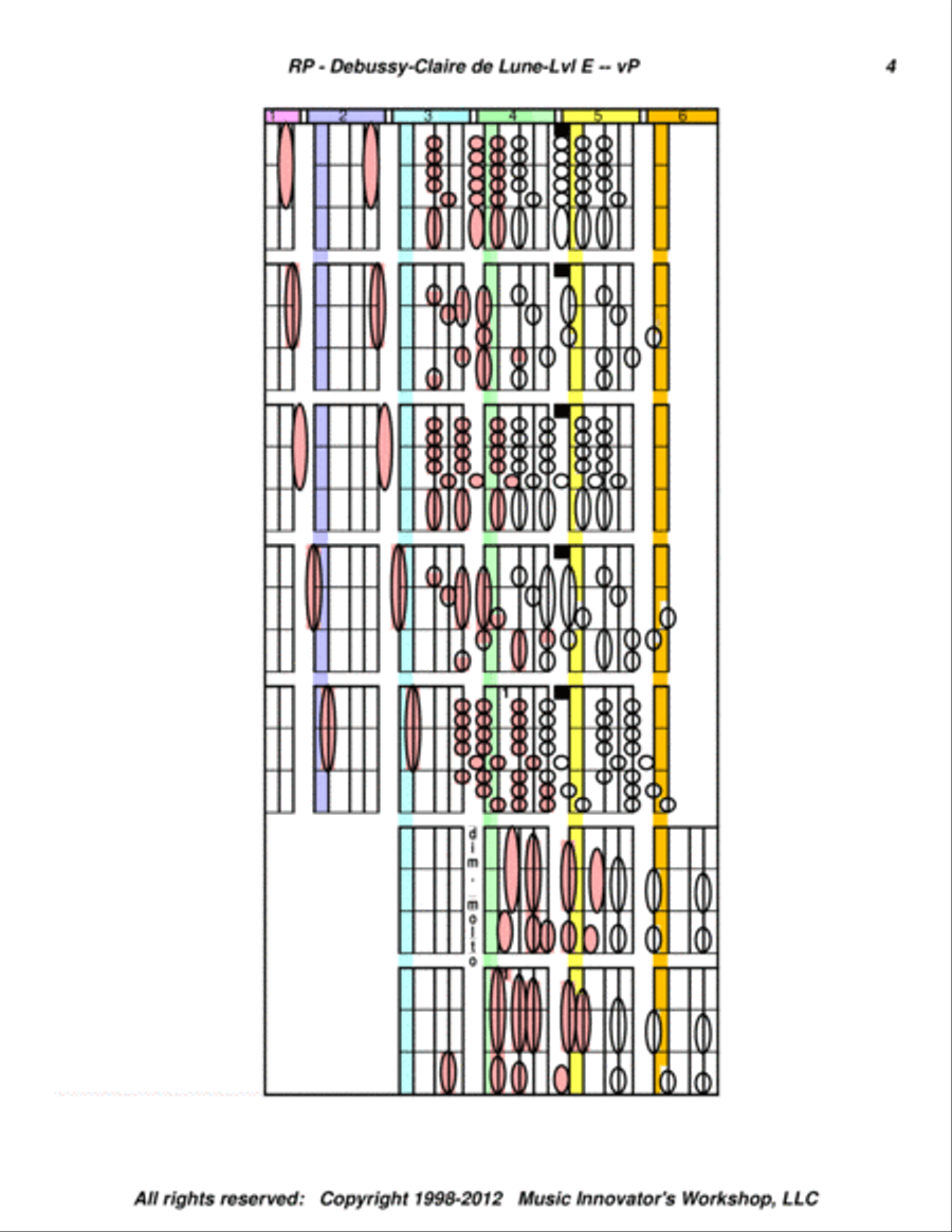 Debussy - Clair de Lune - (Key Map Tablature) Piano Solo scores gallery preview page 4