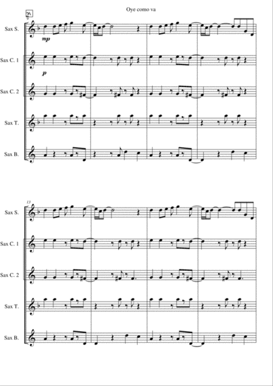 Oye Como Va Woodwind Quintet scores gallery preview page 2