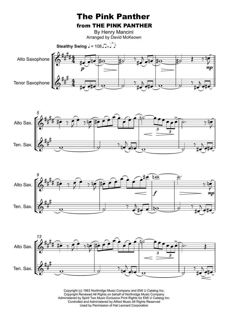 The Pink Panther from THE PINK PANTHER Woodwind Duet scores gallery preview page 2