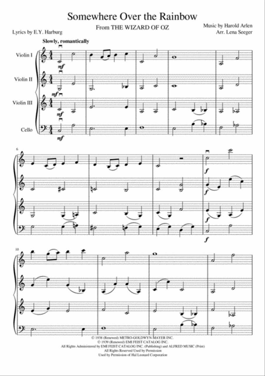 Over The Rainbow Over The Rainbow String Quartet scores gallery preview page 2