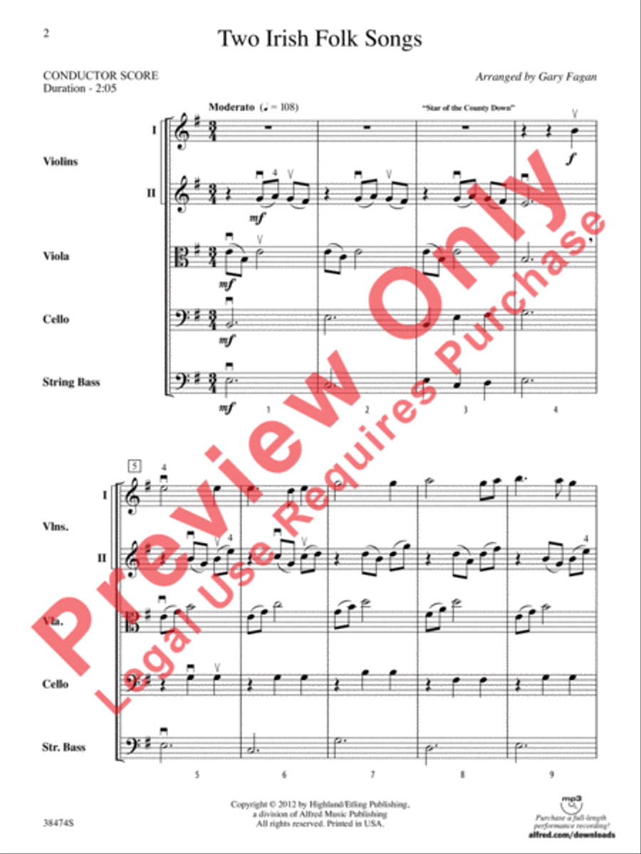 Two Irish Folk Songs String Orchestra scores gallery preview page 3