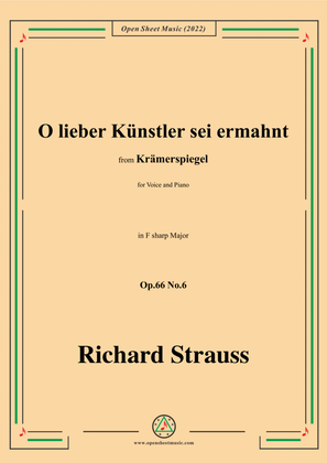 Book cover for Richard Strauss-O lieber Künstler sei ermahnt,in F sharp Major,Op.66 No.6