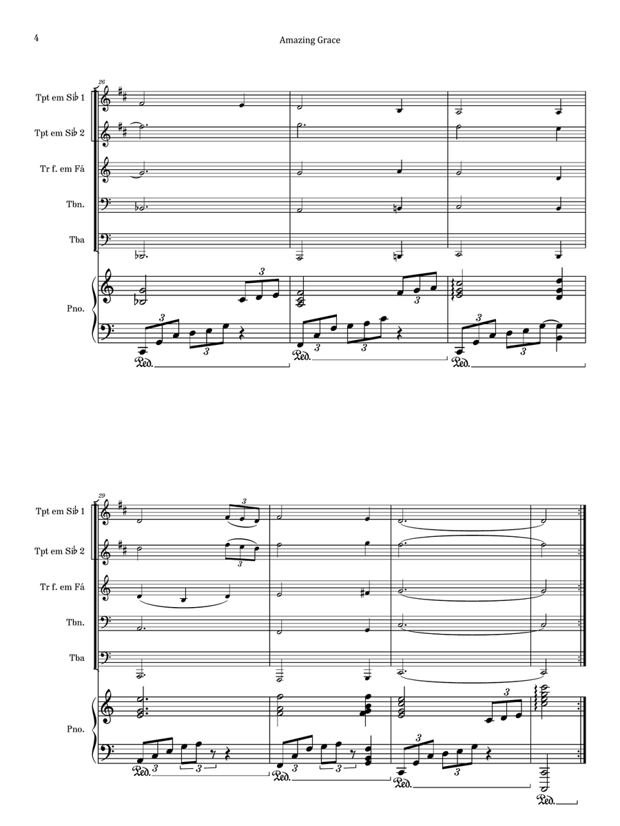 Amazing Grace - Brass Quintet & Piano Brass Quintet scores gallery preview page 4