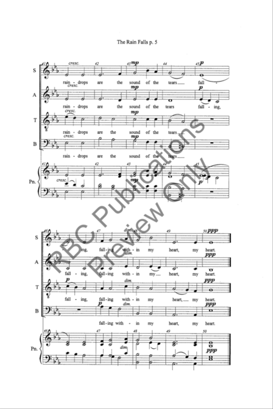 The Rain Falls (SATB) 4-Part scores gallery preview page 7