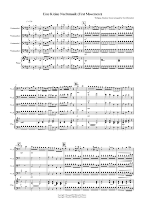 Book cover for Eine Kleine Nachtmusik (1st movement) for Cello Quartet