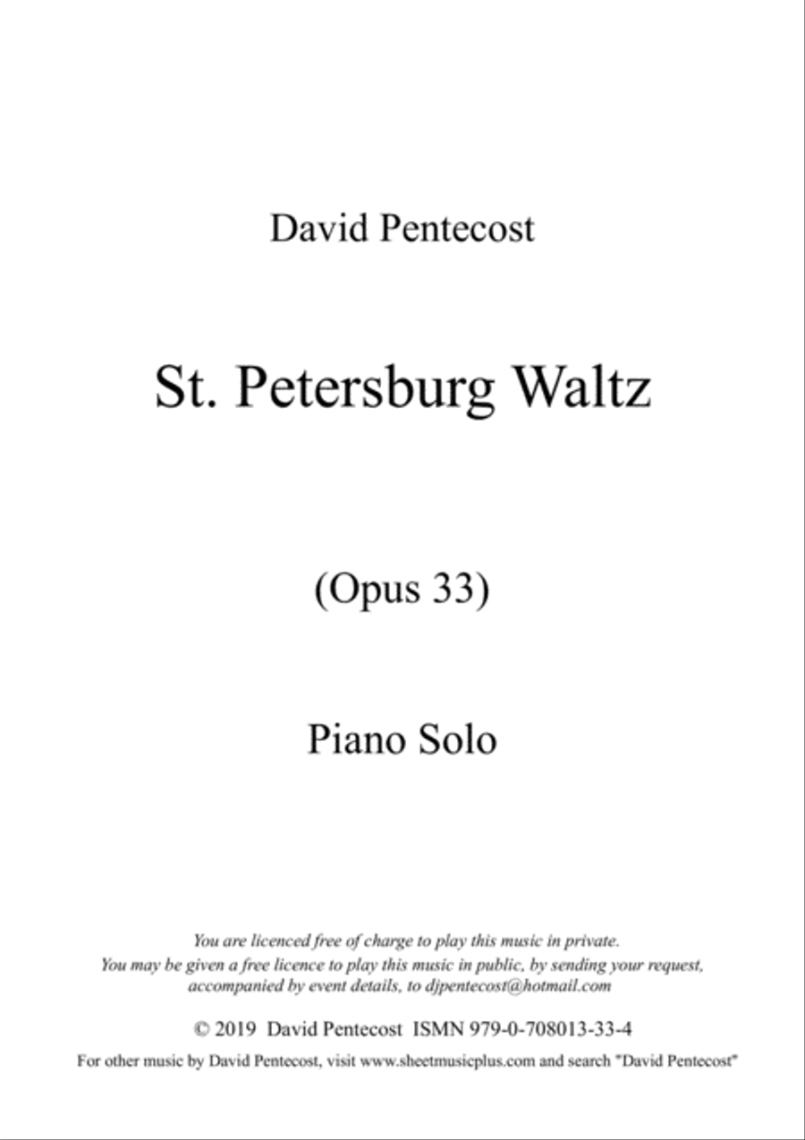 St Petersburg Waltz, Opus 33 Piano Solo scores gallery preview page 1