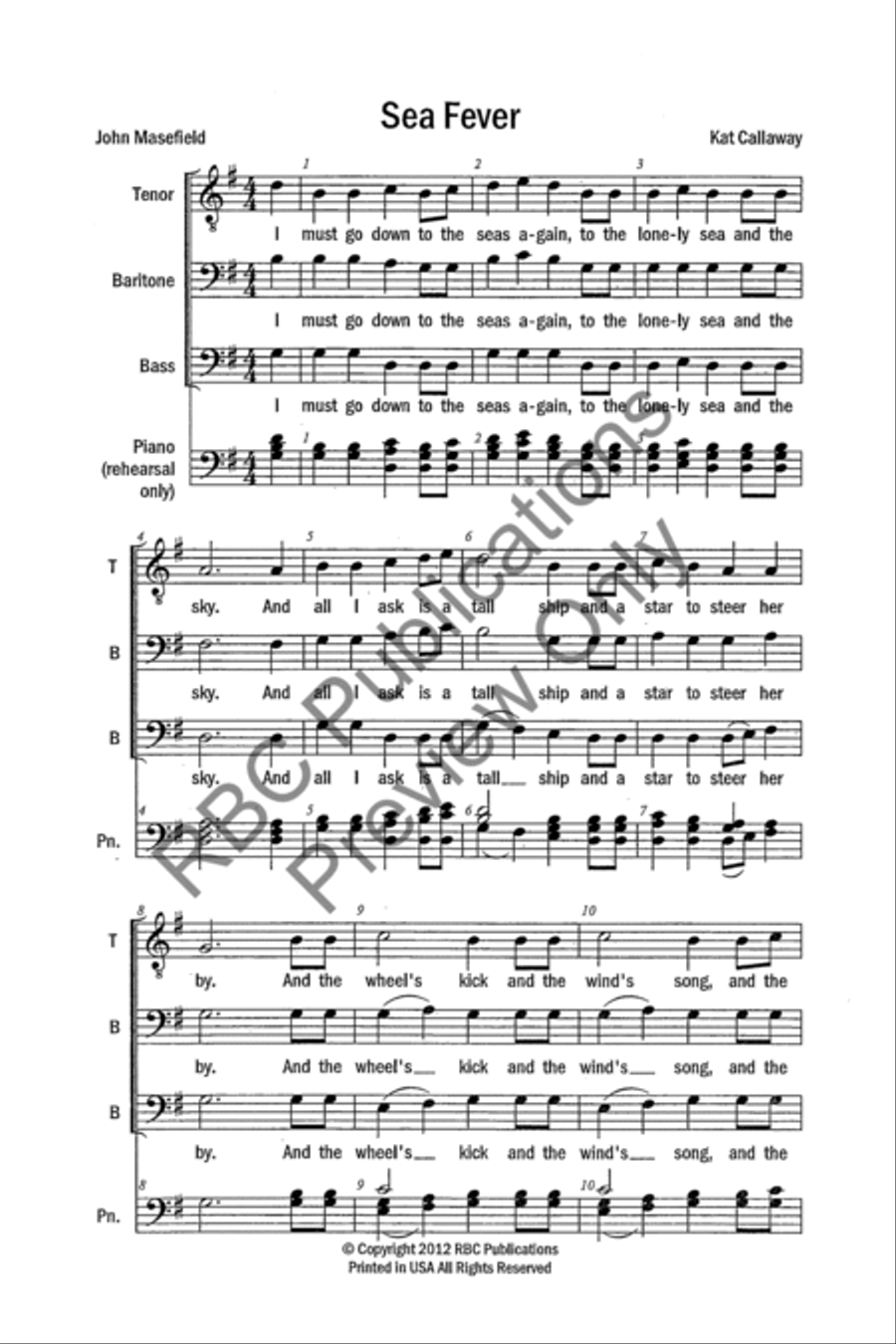 Sea Fever (TBB) 3-Part scores gallery preview page 3