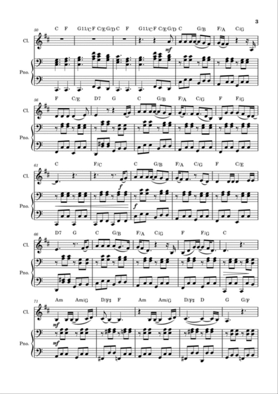 Piano Man B-Flat Clarinet scores gallery preview page 3