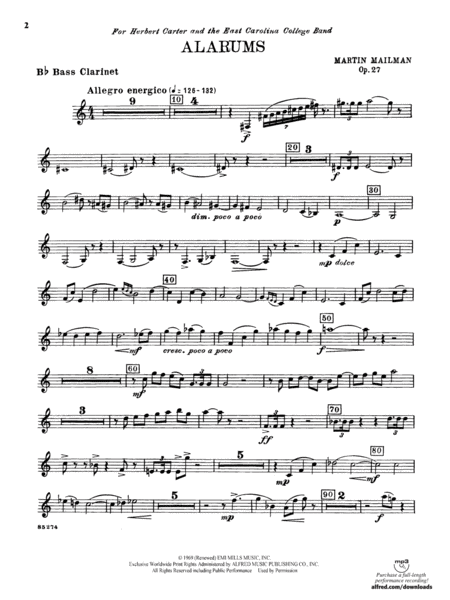 Alarums, Op. 27: B-flat Bass Clarinet