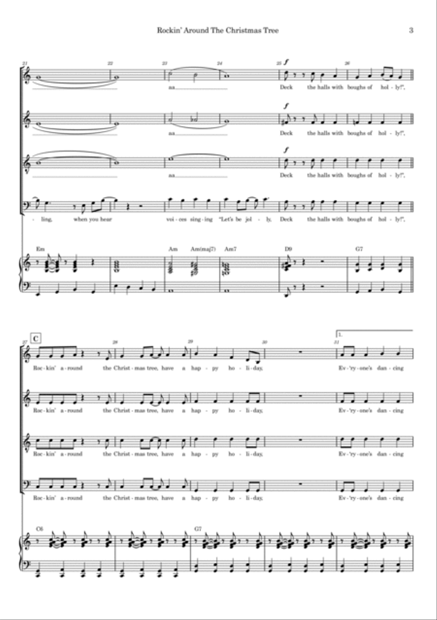 Rockin' Around The Christmas Tree 4-Part scores gallery preview page 3