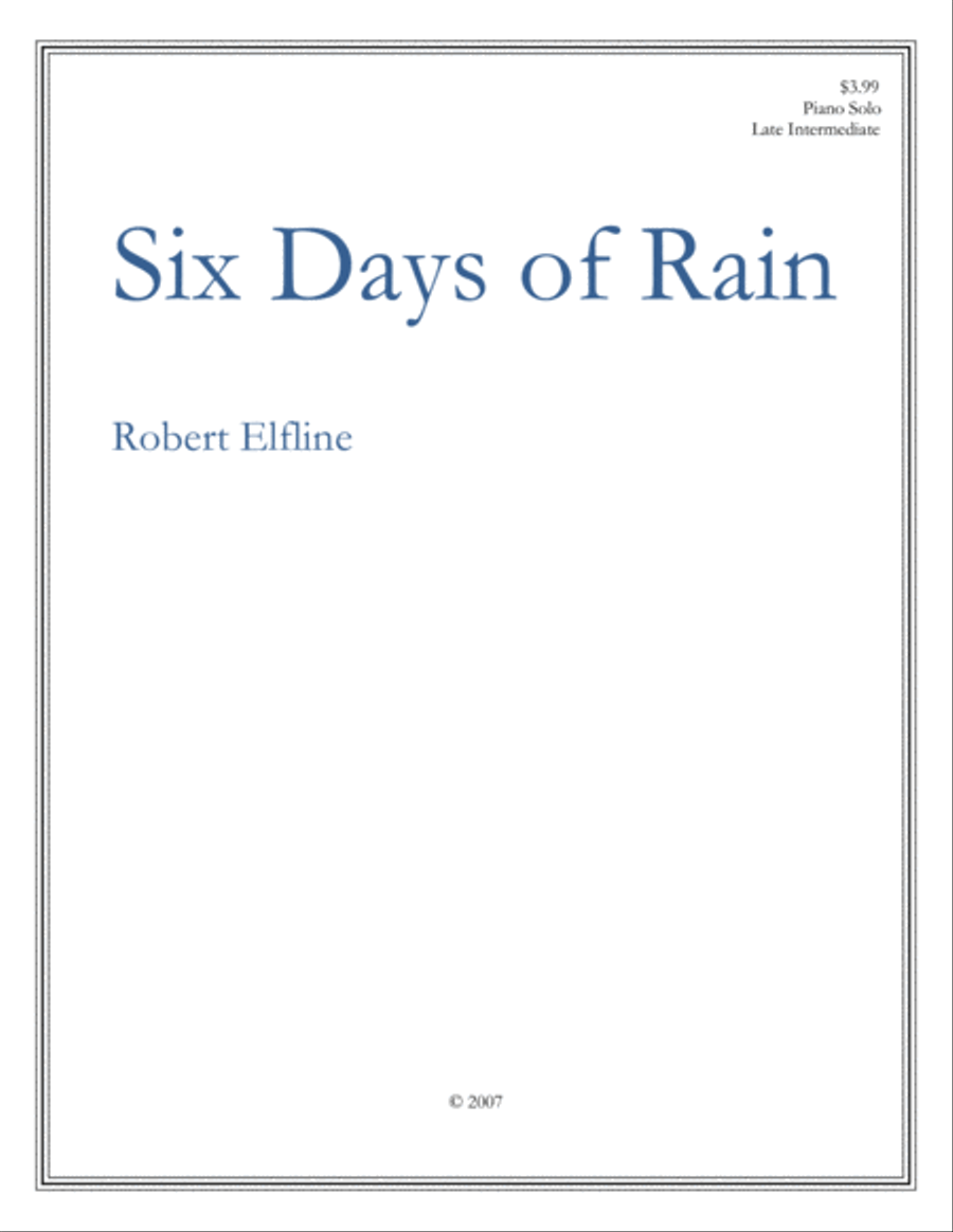 Six Days of Rain Piano Solo scores gallery preview page 1