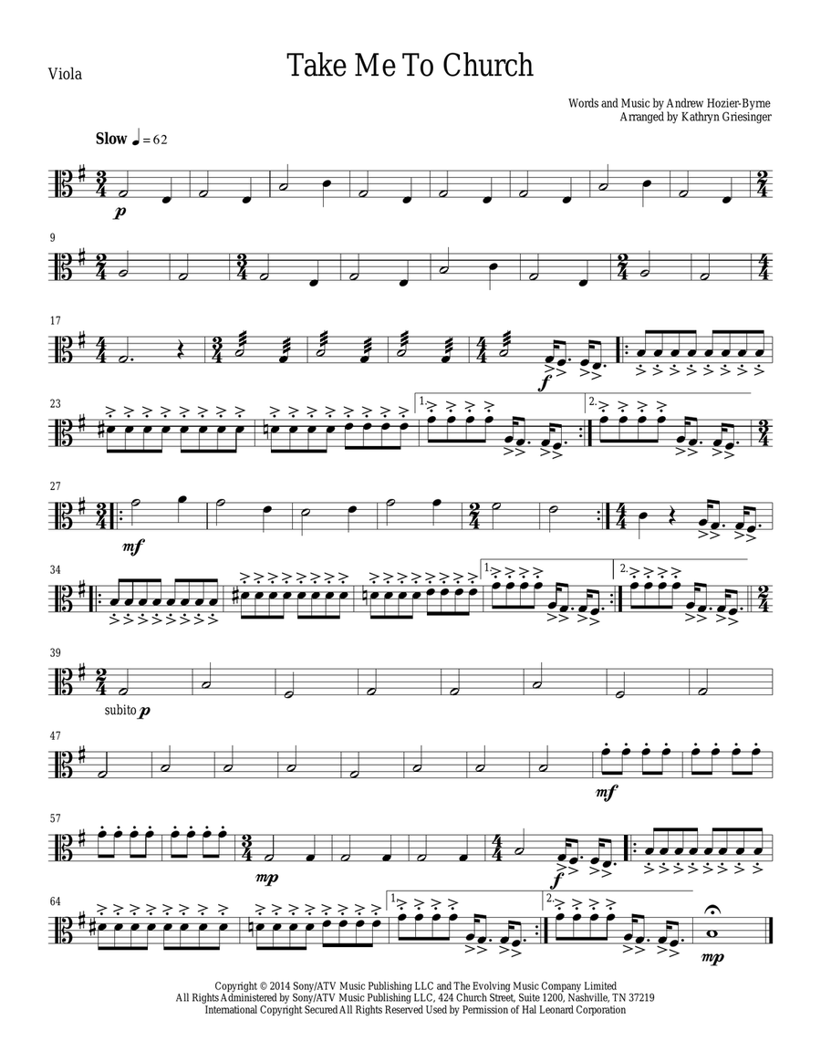 Take Me To Church String Quartet scores gallery preview page 5