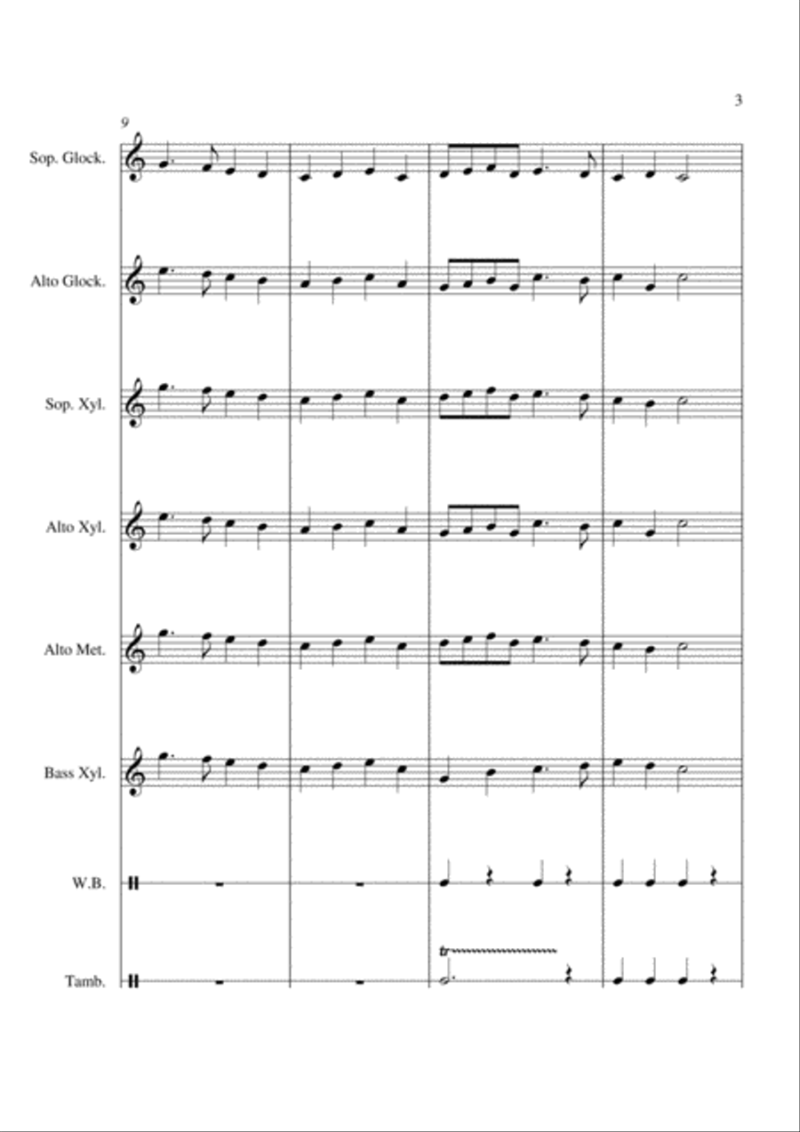 Deck The Halls - For Orff Ensemble Percussion Ensemble scores gallery preview page 3