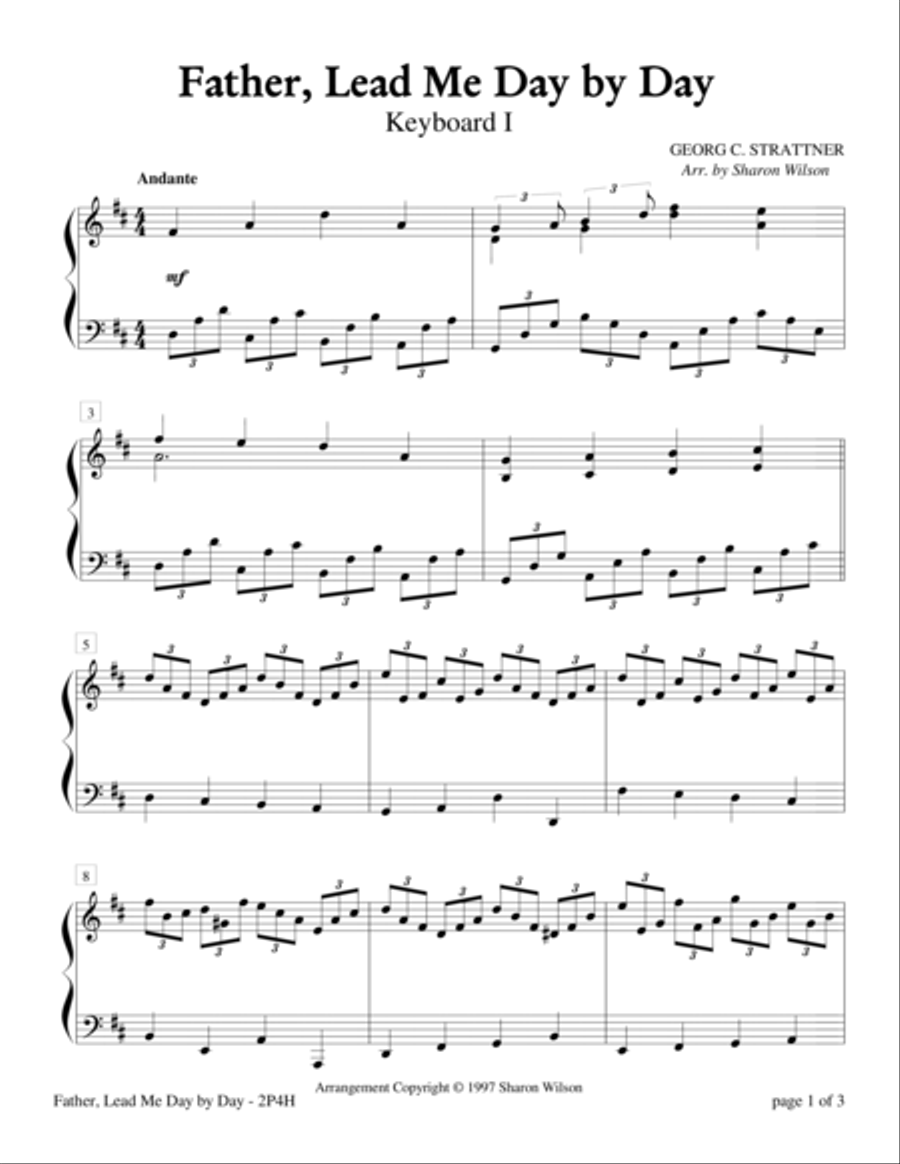 Father, Lead Me Day by Day (2 Pianos, 4 Hands Duet) 2 Pianos, 4-Hands scores gallery preview page 1