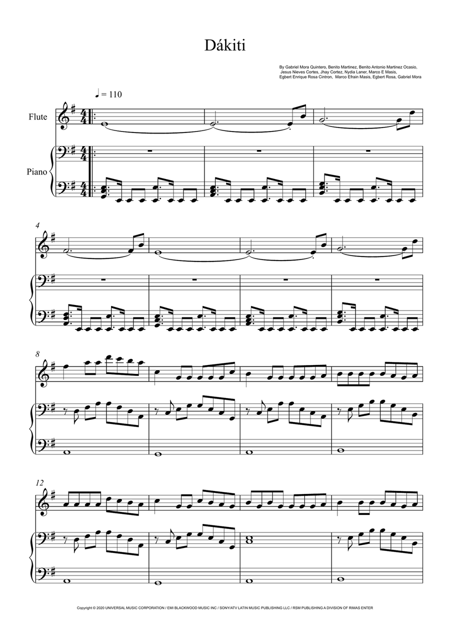 Bad Bunny Flute Solo scores gallery preview page 1