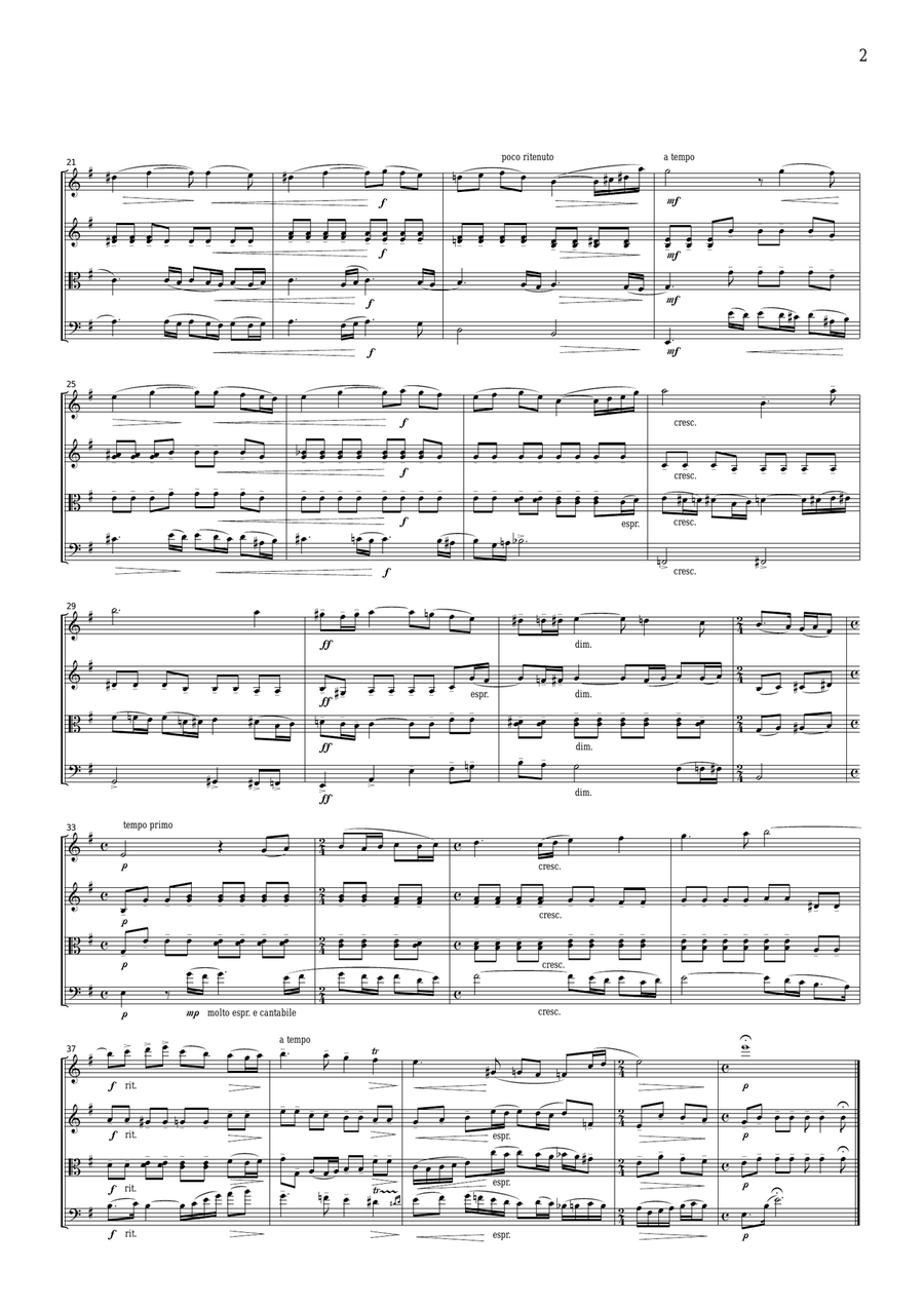 Rachmaninoff Vocalise, for string quartet, CR201 String Quartet scores gallery preview page 2
