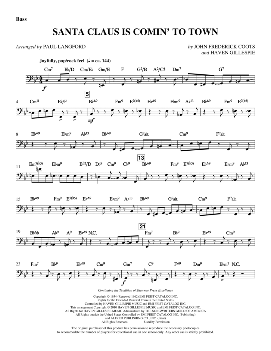 Santa Claus Is Comin' To Town - Bass Choir scores gallery preview page 1