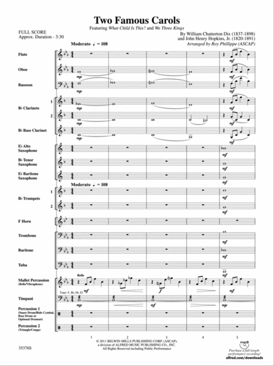 Two Famous Carols Concert Band scores gallery preview page 2