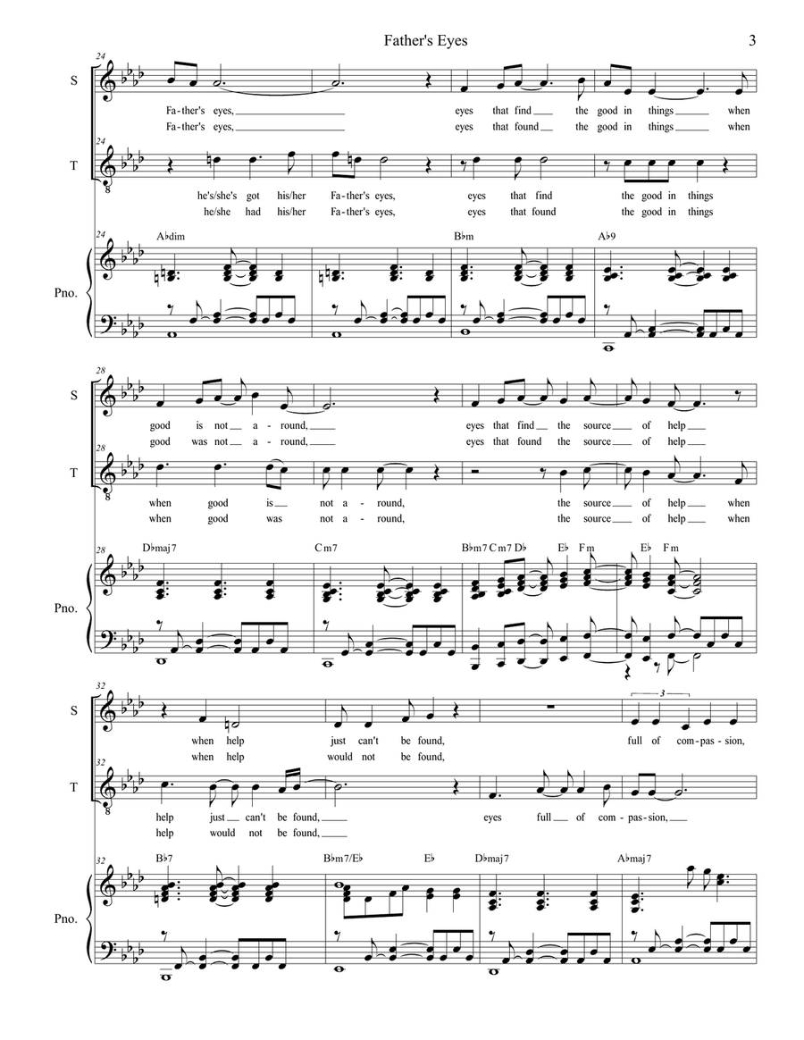 Father's Eyes Choir scores gallery preview page 3