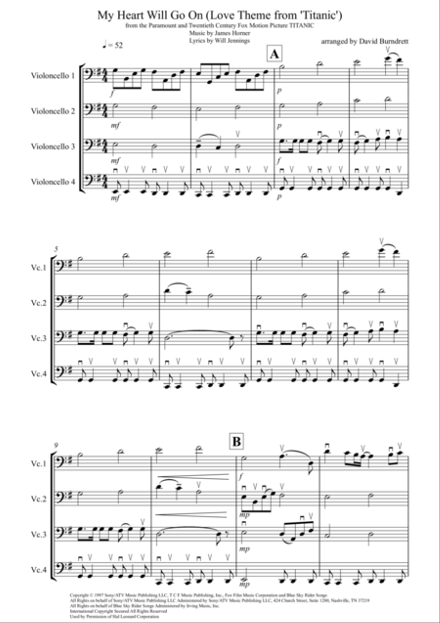 My Heart Will Go On (Love Theme from Titanic) Cello Solo scores gallery preview page 1