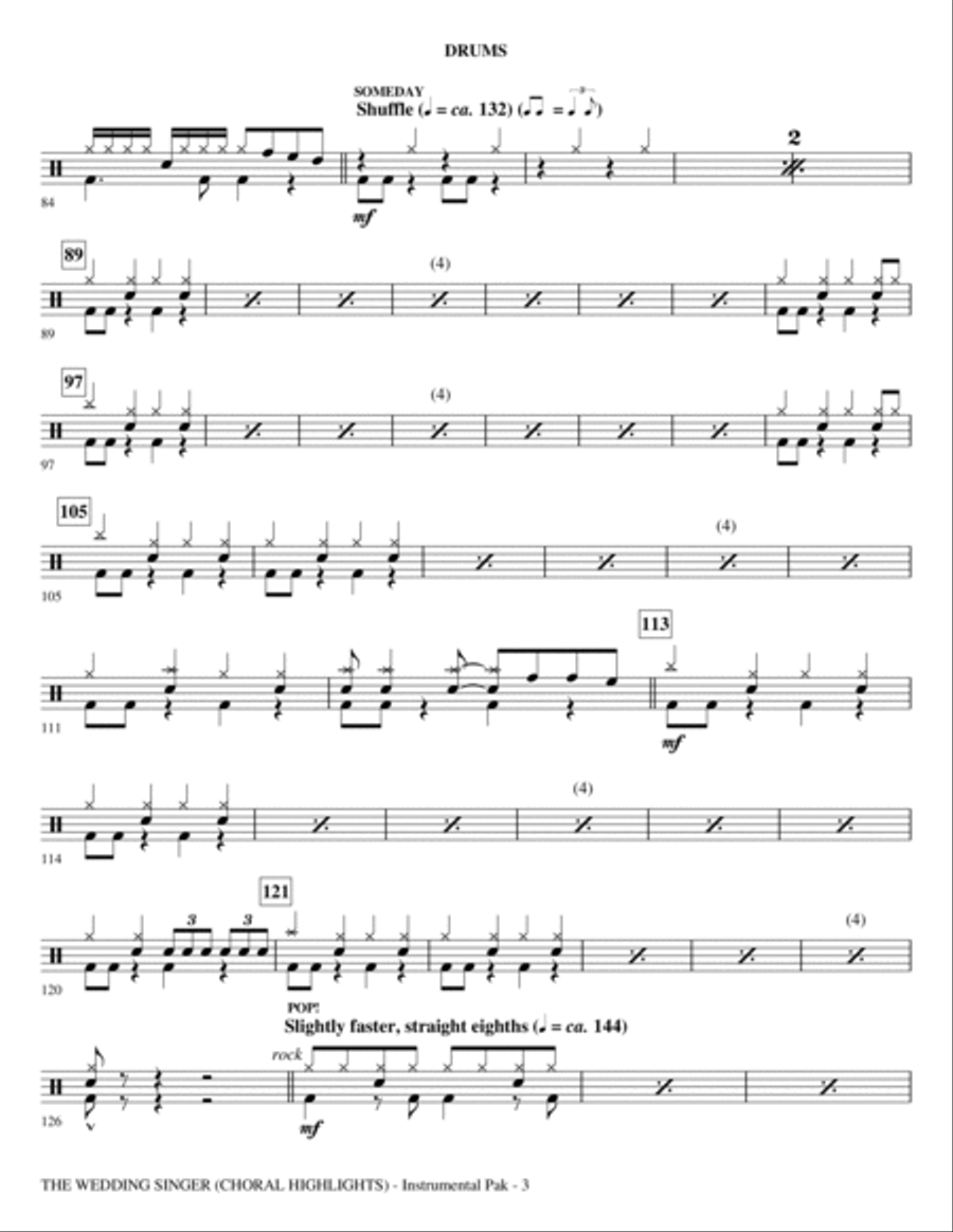 The Wedding Singer (Choral Highlights) - Drums Choir scores gallery preview page 3