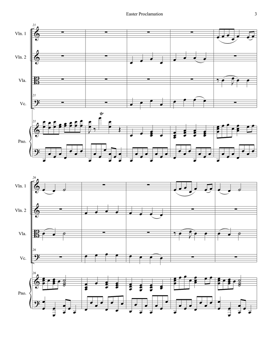 Easter Proclamation (The Risen Christ) (String Quartet and Piano) String Quartet scores gallery preview page 3