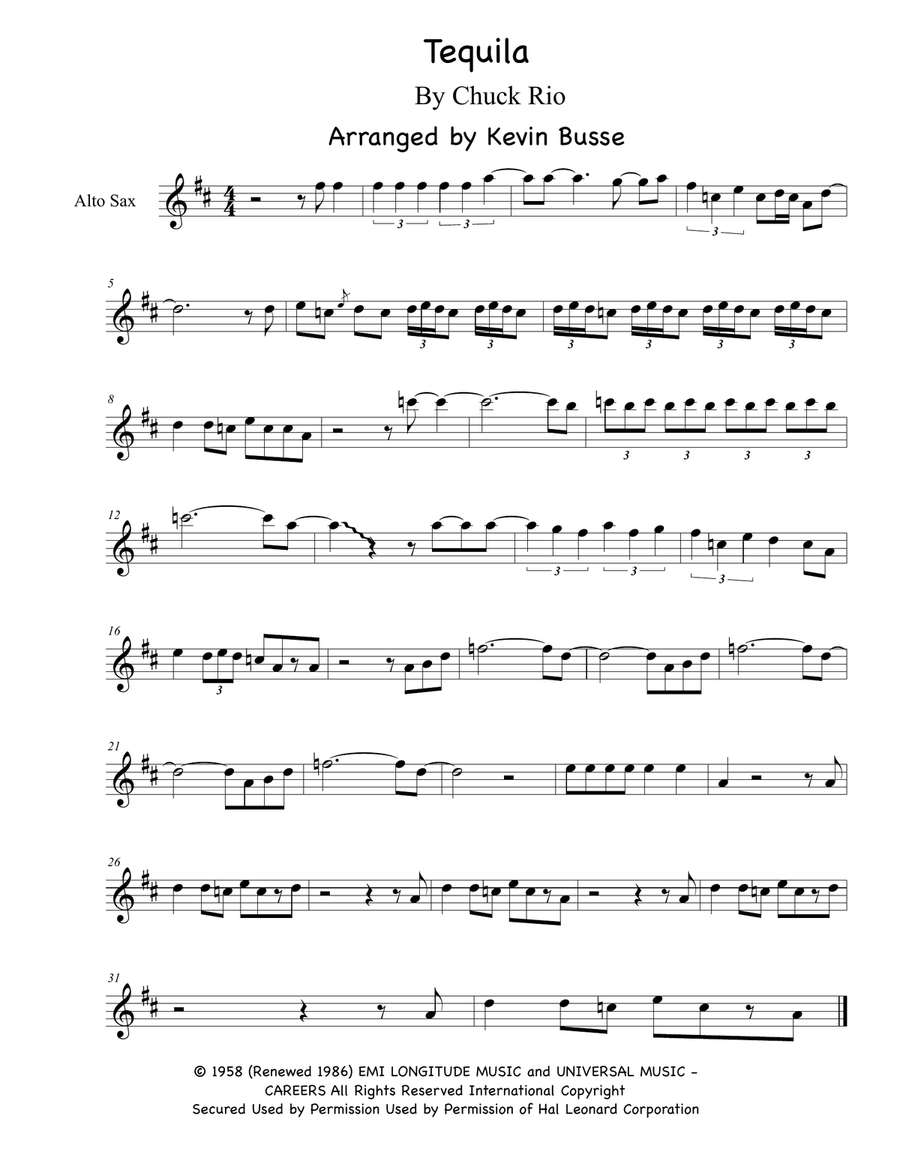 Tequila Alto Saxophone scores gallery preview page 1