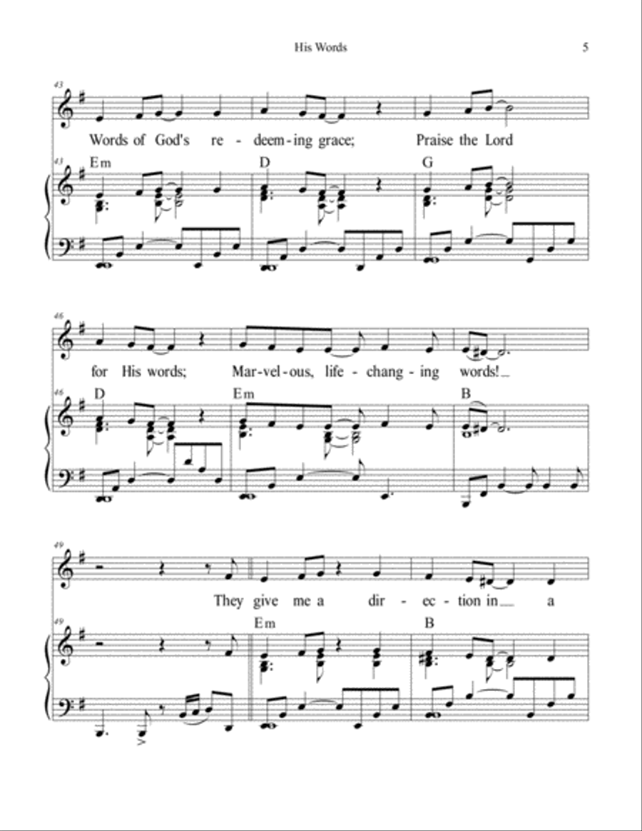 His Words (music for worship band) by Ken Young Piano, Vocal, Guitar scores gallery preview page 5