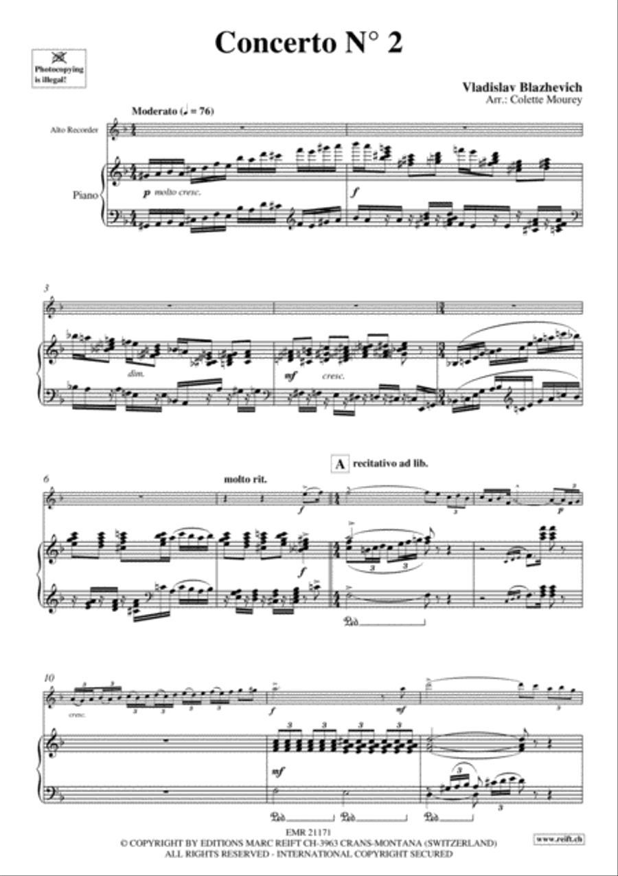 Concerto No. 2 Concerto No. 2 Alto Recorder scores gallery preview page 3